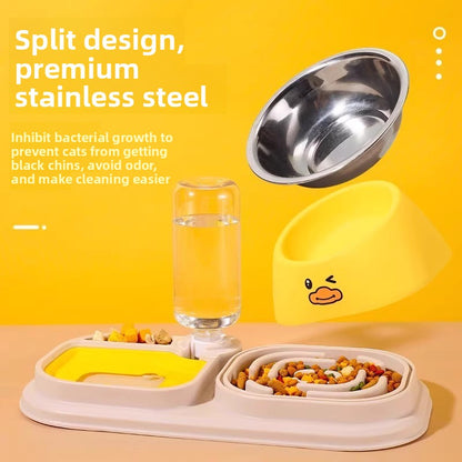 Slanted Mouth Pet Bowl Double Design Automatic Drinking Anti Choke Dog Cat Bowl