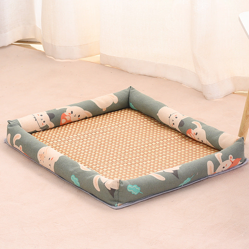 Pet Supplies Summer Cooling Mat Nest Rattan Woven Ice Bed for Cats Sleep