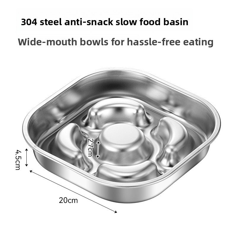 Stainless Steel Slow Feed Pet Bowl