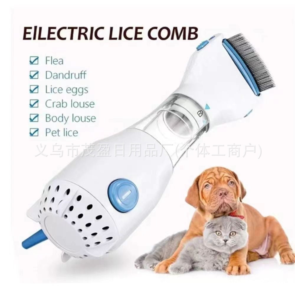 Electric Pet Lice Cleaner for Dogs Cats Rechargeable Flea Comb with UV Light and Suction Tick Removal Tool Gentle Grooming Brush