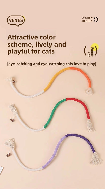 Cat Teaser Chew Rope Toy Self Fun Boredom Easing Teeth Grinding Wand Accessory