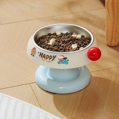 Pet Stainless Steel Cat Bowl Non-Slip Dopamine Color High-Leg Design Anti-Black Chin Cat Food Bowl Neck Protection