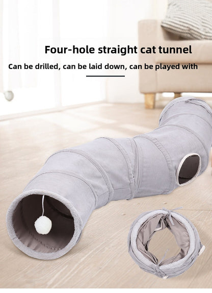 Pet Supplies Suede S-Shaped Foldable Cat Tunnel Plaything