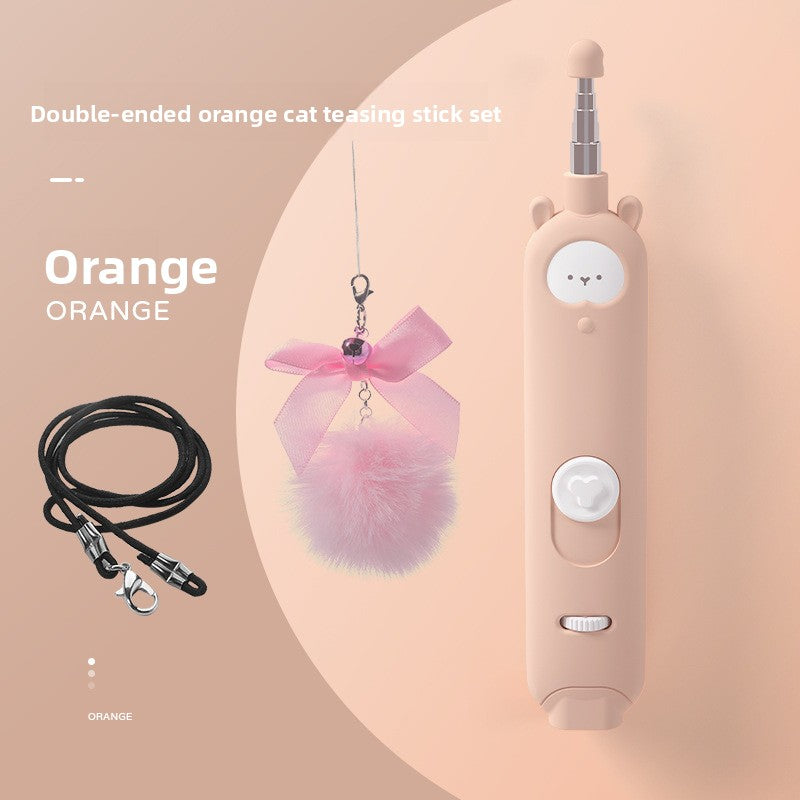 Infrared Laser Cat Teaser Wand with Detachable Feather Bell Interactive Cat Toys for Boredom and Exercise