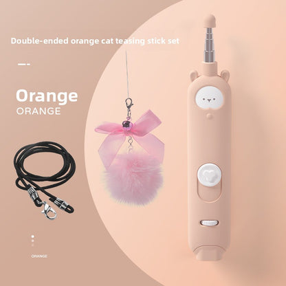 Infrared Laser Cat Teaser Wand with Detachable Feather Bell Interactive Cat Toys for Boredom and Exercise