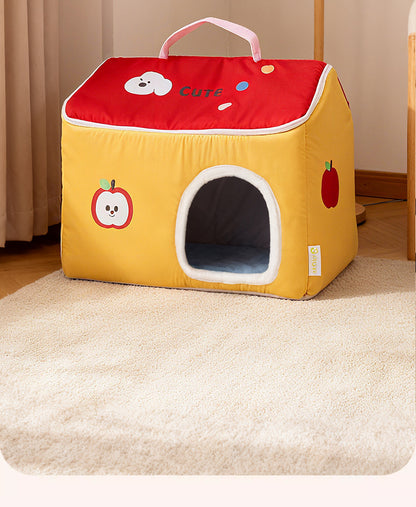Cat House All-Season Universal Removable Washable Pet House Cat House Fully Enclosed Autumn Winter Warm Plush Dog House