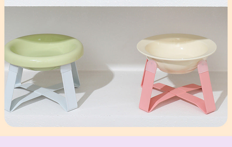 Premium Ceramic Cat Food Bowl Flying Saucer Shape Ergonomic Neck Support Dish for Healthy Eating Anti Choke and Digestive Aid Pet Supplies