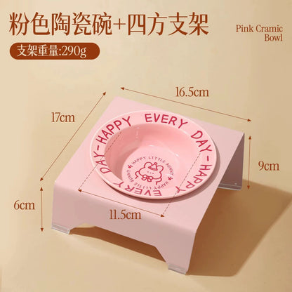 Ceramic Elevated Cat and Dog Food Bowl with Anti-Spill Design