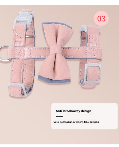 Soft Cotton I-Shaped Cat Leash with Butterfly Knot Anti-Escape