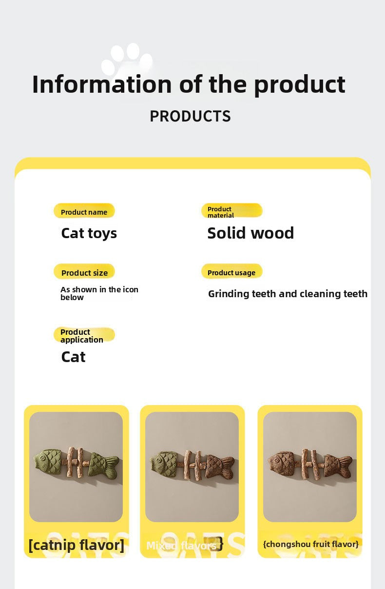 Wooden Fish Bone Teeth Cleaning Stick for Cats