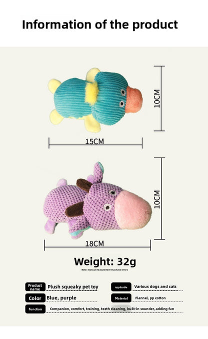 Dog Sound Resistant Bite Grind Teeth Pet Toy Plush Cow Duck Shapes Special Discount