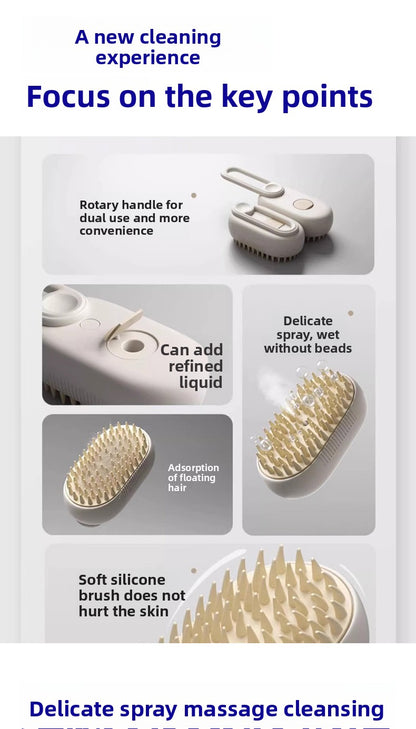 Professional Pet Grooming Spray Massage Comb for Cats and Dogs Bath Free Cleaning Tool with Steam Function to Remove Loose Hair and Undercoat
