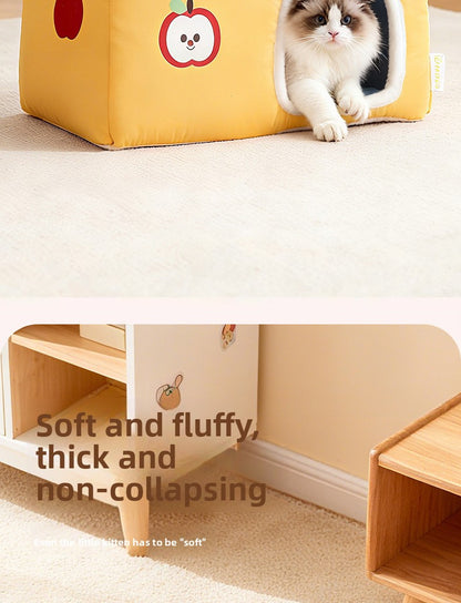 Cat House All-Season Universal Removable Washable Pet House Cat House Fully Enclosed Autumn Winter Warm Plush Dog House