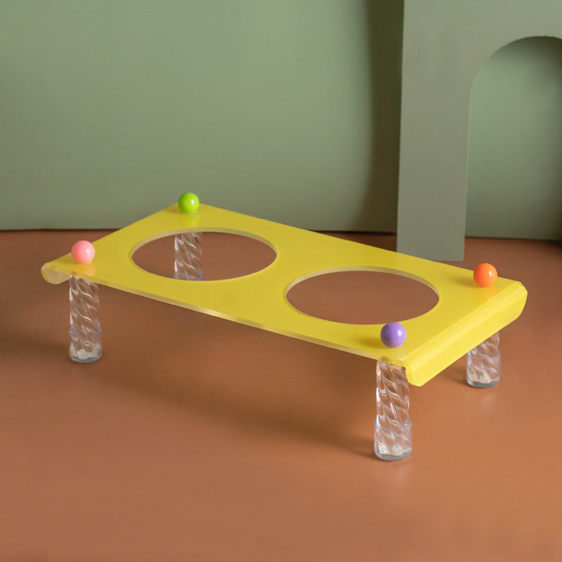 Elevated Dog Bowl with Neck Protection Macaron Series Acrylic Stand Ceramic Cat Food Bowl Non Slip Pet Feeder for Small Medium Dogs Cats