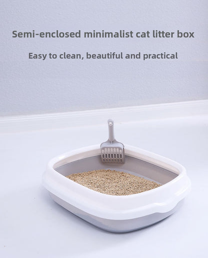 Pet Supplies Semi-Enclosed Cat Litter Box Durable Cat Litter Box with Cat Litter Scoop Cat Toilet