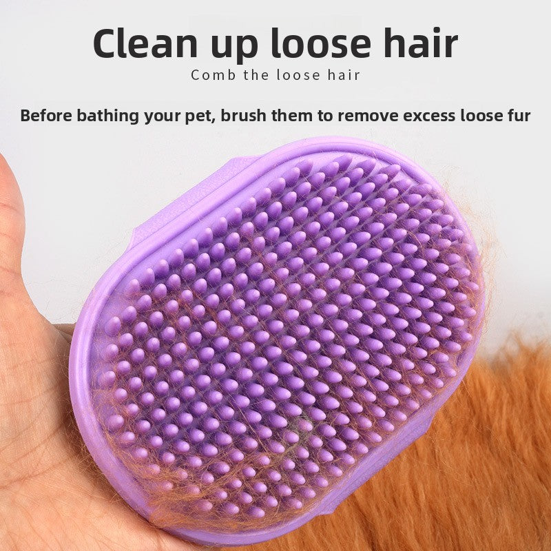 Adjustable Pet Bath Brush Dog Massage Grooming Tool for Wet and Dry Hair Removal Cat Deshedding Brush with Comfort Handle for Bathing Time