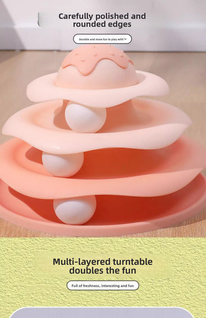 Three Layer Ice Cream Track Cat Play Board for Kitten Self Entertainment Boredom Busting Toy