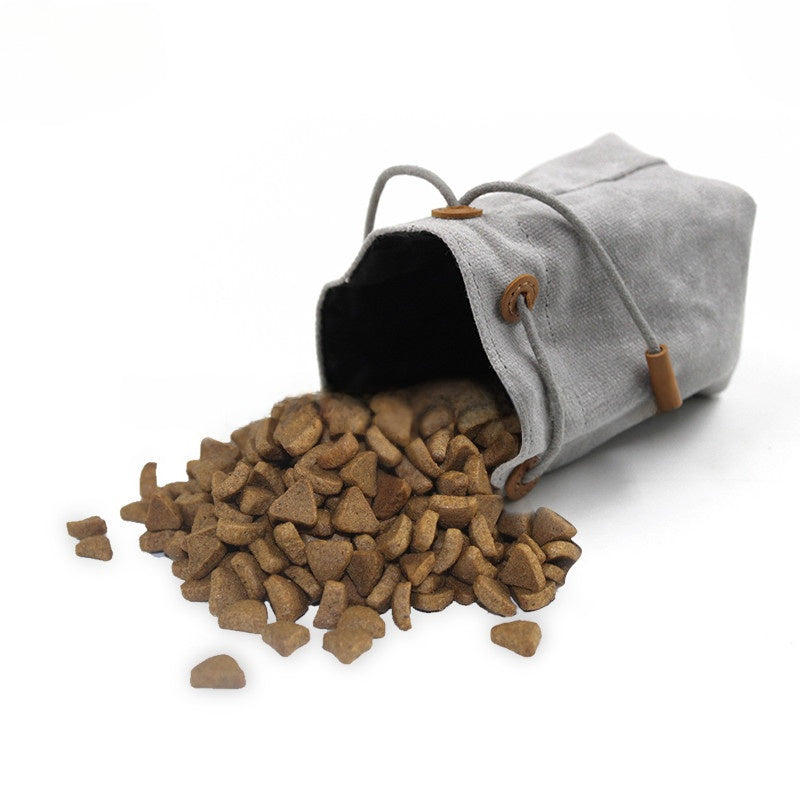 Portable Pet Dog Snack Bag Outdoor Drawstring Canvas Dog Food Bag Dog Supplies