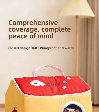 Cat House All-Season Universal Removable Washable Pet House Cat House Fully Enclosed Autumn Winter Warm Plush Dog House