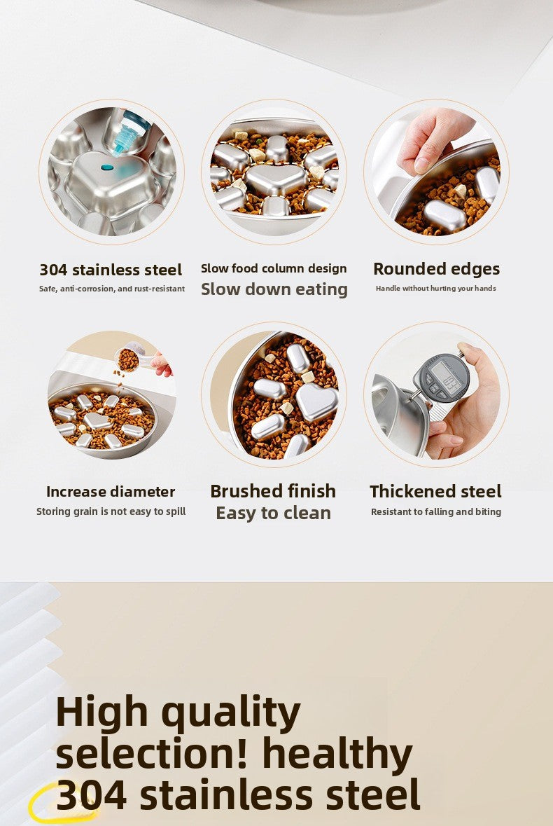 304 Stainless Steel Slow Feeder Heart Bowl for Cats and Dogs