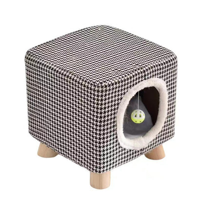 Solid Wood Cat Nest Stool Storage for People and Cats Sharing Cat Supplies Little Kitten House House Four Seasons Warm Cat and Dog Tent