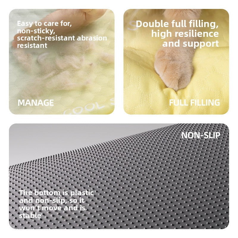 Ice Silk Cooling Pet Bed for Dogs and Cats Summer Cooling Mat with Ice Gel Pad Elevated Dog Bed for Hot Weather Pet Supplies