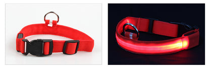 LED Dog Collar Glowing Light Up Pet Collar with Mesh Belt Adjustable Reflective Safety Collar for Large Medium Small Dogs
