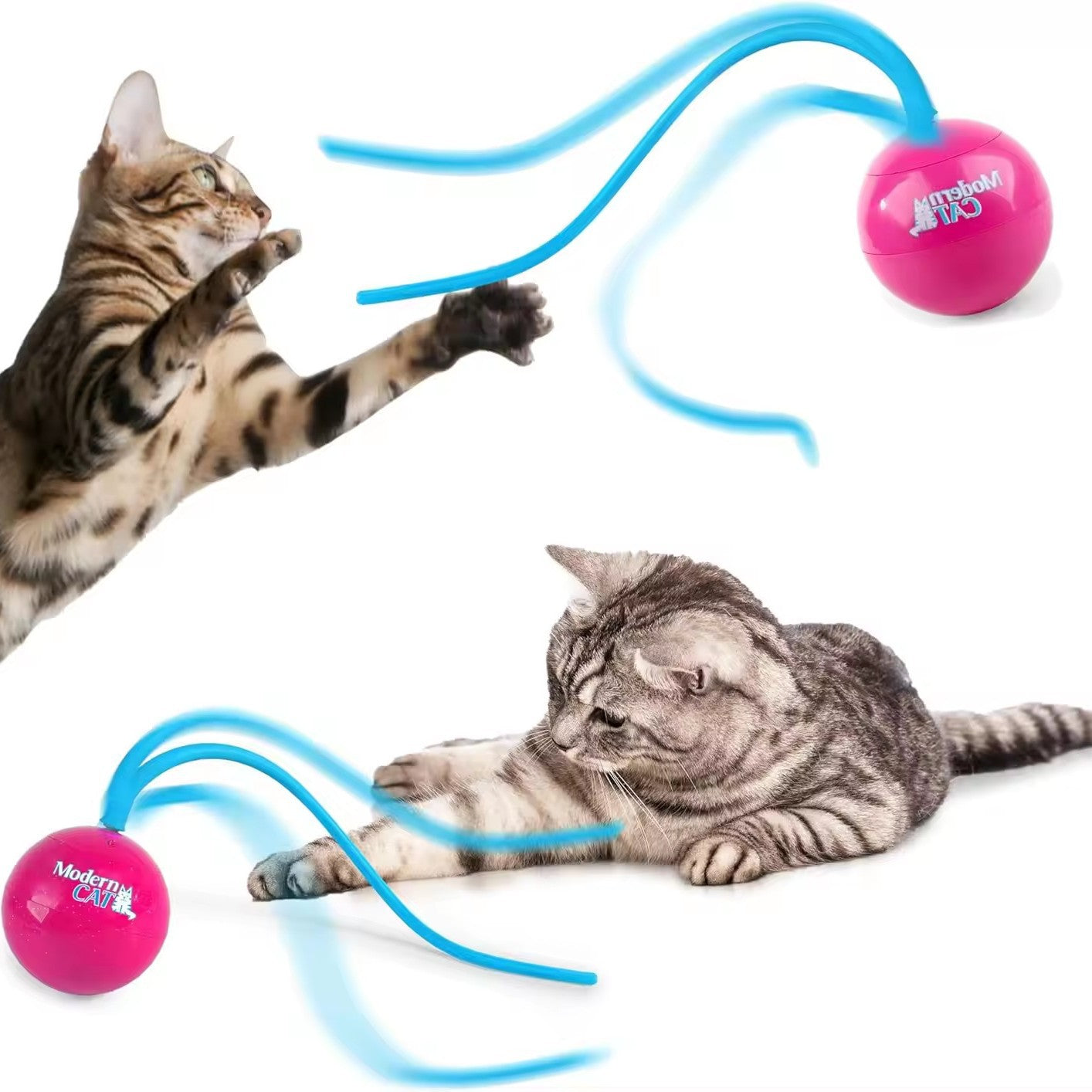 Automatic Electric Cat Toy with Irregular Sliding Magic Spinning Ball for Self-Entertainment