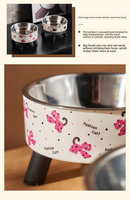 Universal Elevated Pet Food Bowl Cute Design Neck Support Anti Slip Anti Tip Detachable Feeder for Puppies Kittens and Small Pets