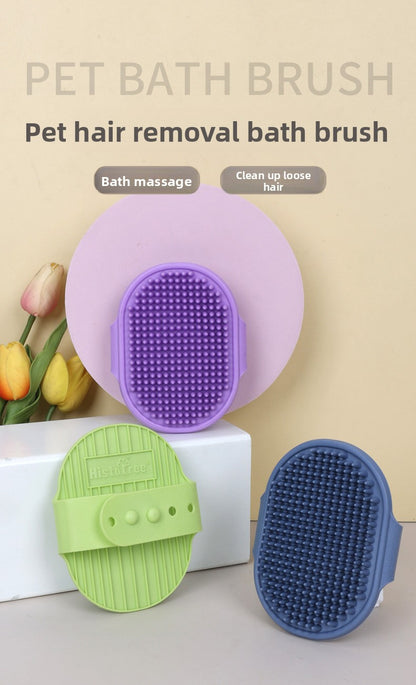 Adjustable Pet Bath Brush Dog Massage Grooming Tool for Wet and Dry Hair Removal Cat Deshedding Brush with Comfort Handle for Bathing Time