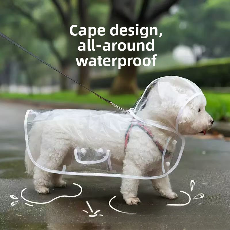 Waterproof Transparent Dog Raincoat with Leash Windproof Outdoor Pet Rain Poncho for Corgi Small Medium Dogs