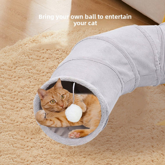 Pet Supplies Suede S-Shaped Foldable Cat Tunnel Plaything