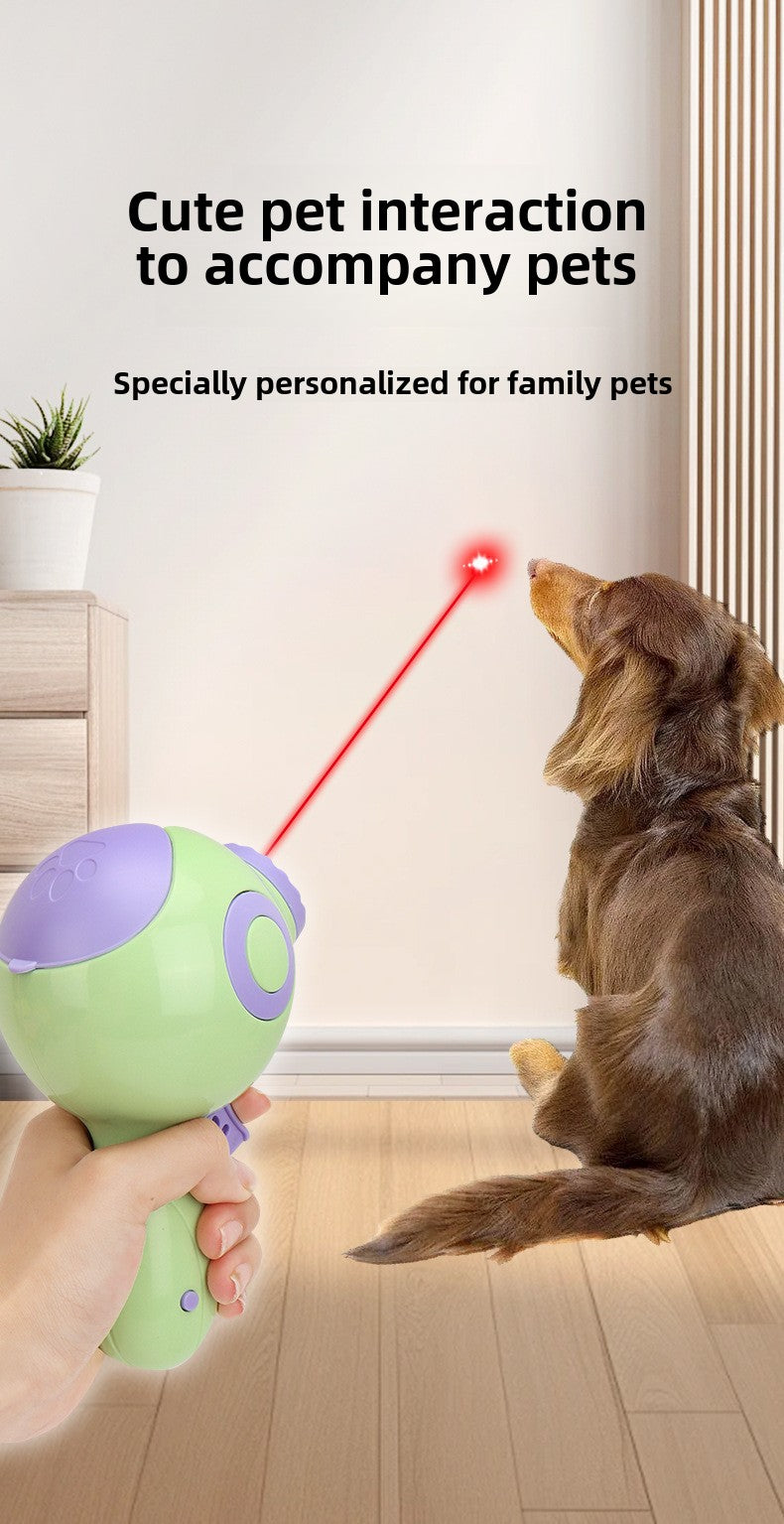 Pet Interactive Toy Dog Food Launcher Laser Cat Teaser Stick Multi-functional