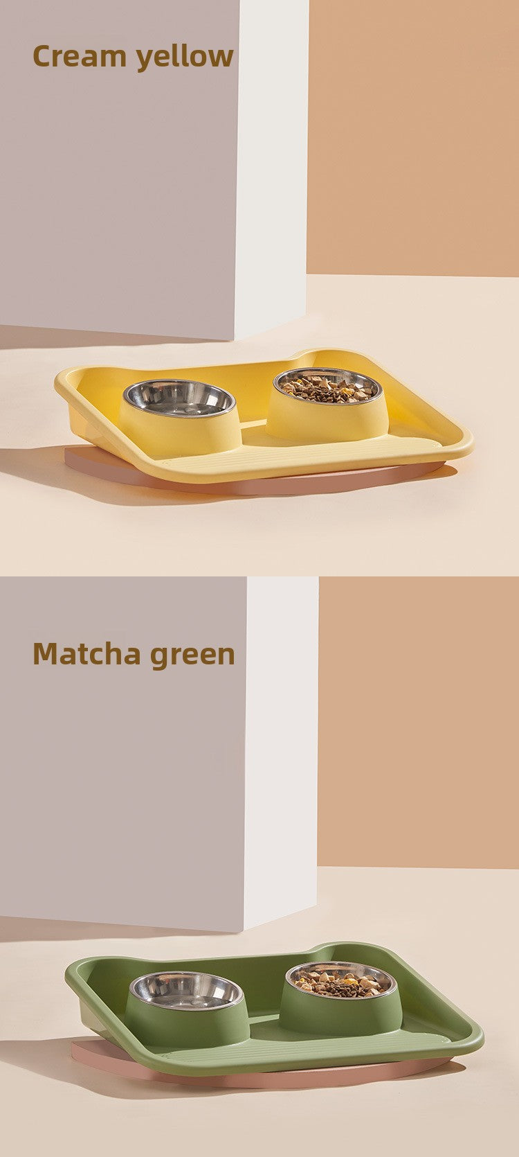 Stainless Steel New Cat Dog Double Bowl Large Diameter Leak Proof Pet Feeder