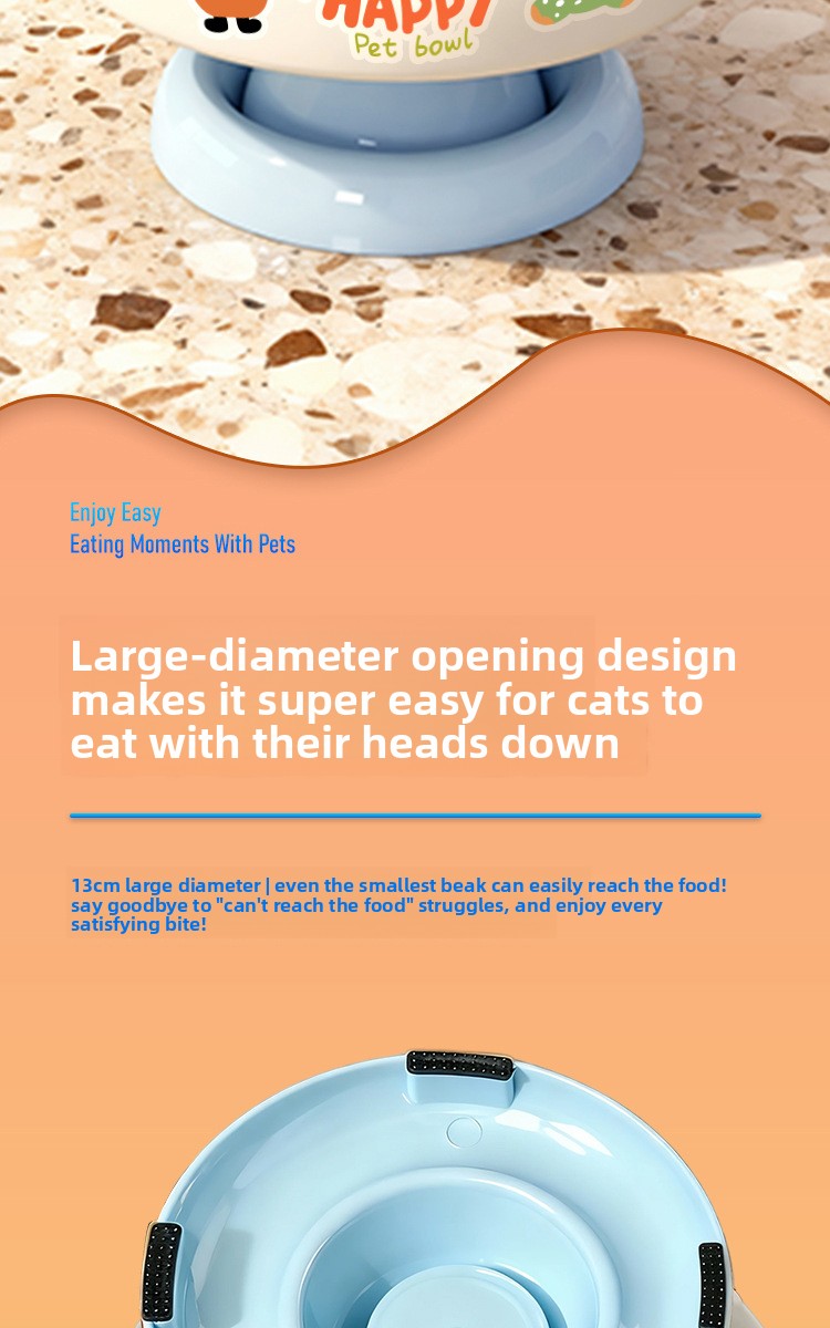 Pet Stainless Steel Cat Bowl Non-Slip Dopamine Color High-Leg Design Anti-Black Chin Cat Food Bowl Neck Protection