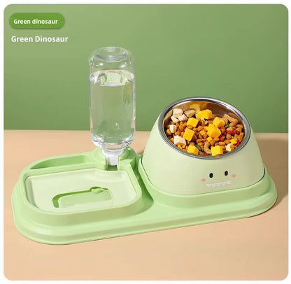 Slanted Mouth Pet Bowl Double Design Automatic Drinking Anti Choke Dog Cat Bowl