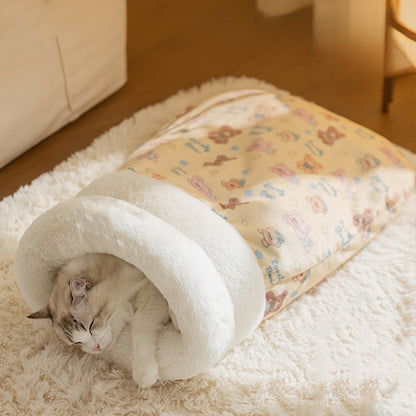 Dog House Pet Nest Closed Type Autumn Winter Cat Nest Two-tone Knitted Tent Nest Warm Round Nest Enclosed Dog House Pet