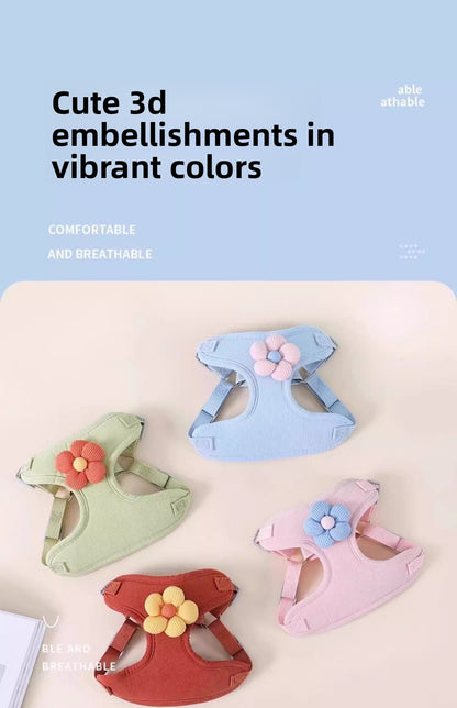 Small Dog Outdoor Walking Leash Vest Style Chest Harness for Teddy Bichon Pomeranian