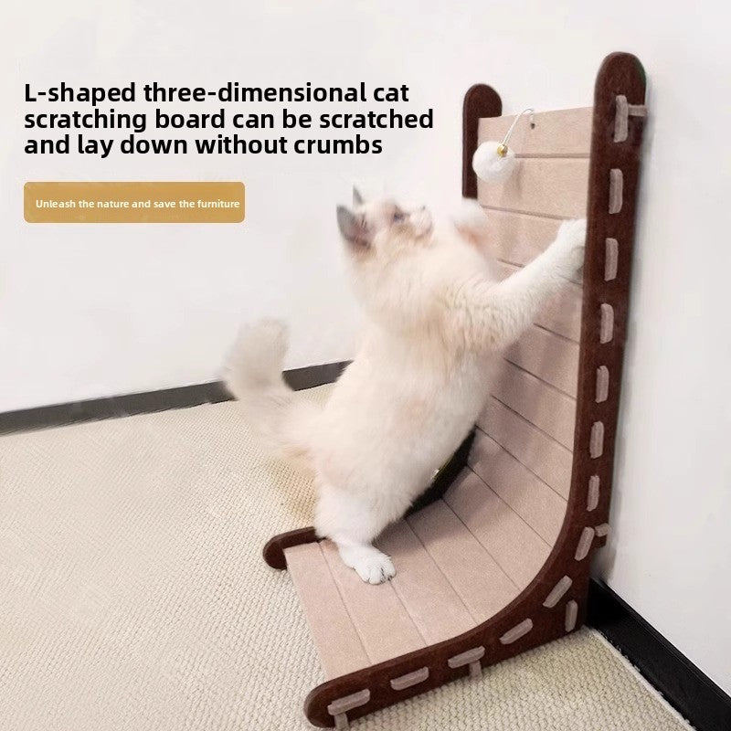 Large Felt LShaped Vertical Cat Scratching Board WearResistant Detachable Toy