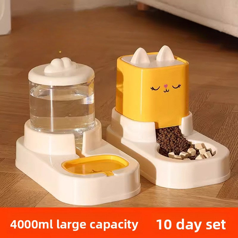 Large Capacity 5L Automatic Pet Feeder and Waterer Combo Adjustable Height Dog Cat Bowl Set with Non Slip Base
