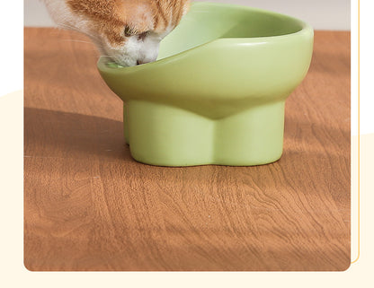 Ceramic Cat and Dog Feeding Bowl with Tall Elephant Leg Design