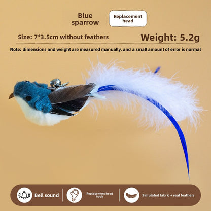 Realistic Bird Feather Bell Replacement Head for Cat Teaser Wand Pet Toy