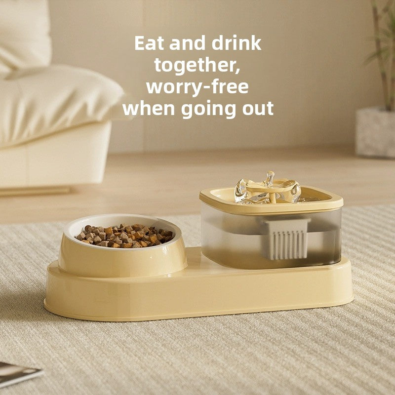Anti Tip Electric Water Dispenser Cat Bowl with Large Capacity Integrated Circulating Food Water Fountain