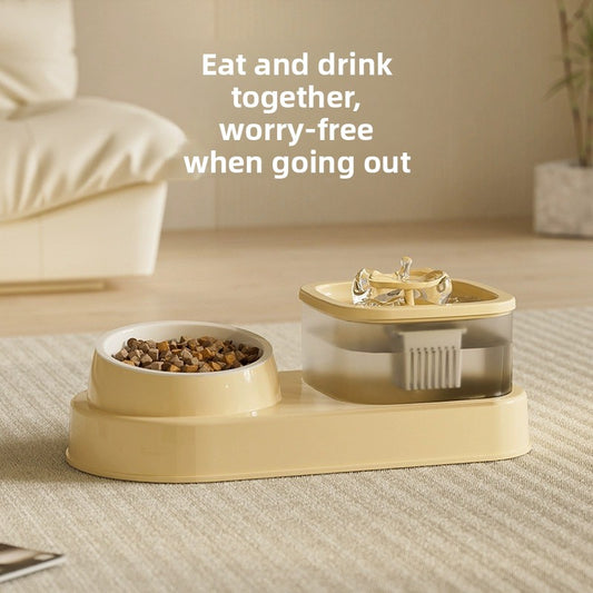 Anti Tip Electric Water Dispenser Cat Bowl with Large Capacity Integrated Circulating Food Water Fountain