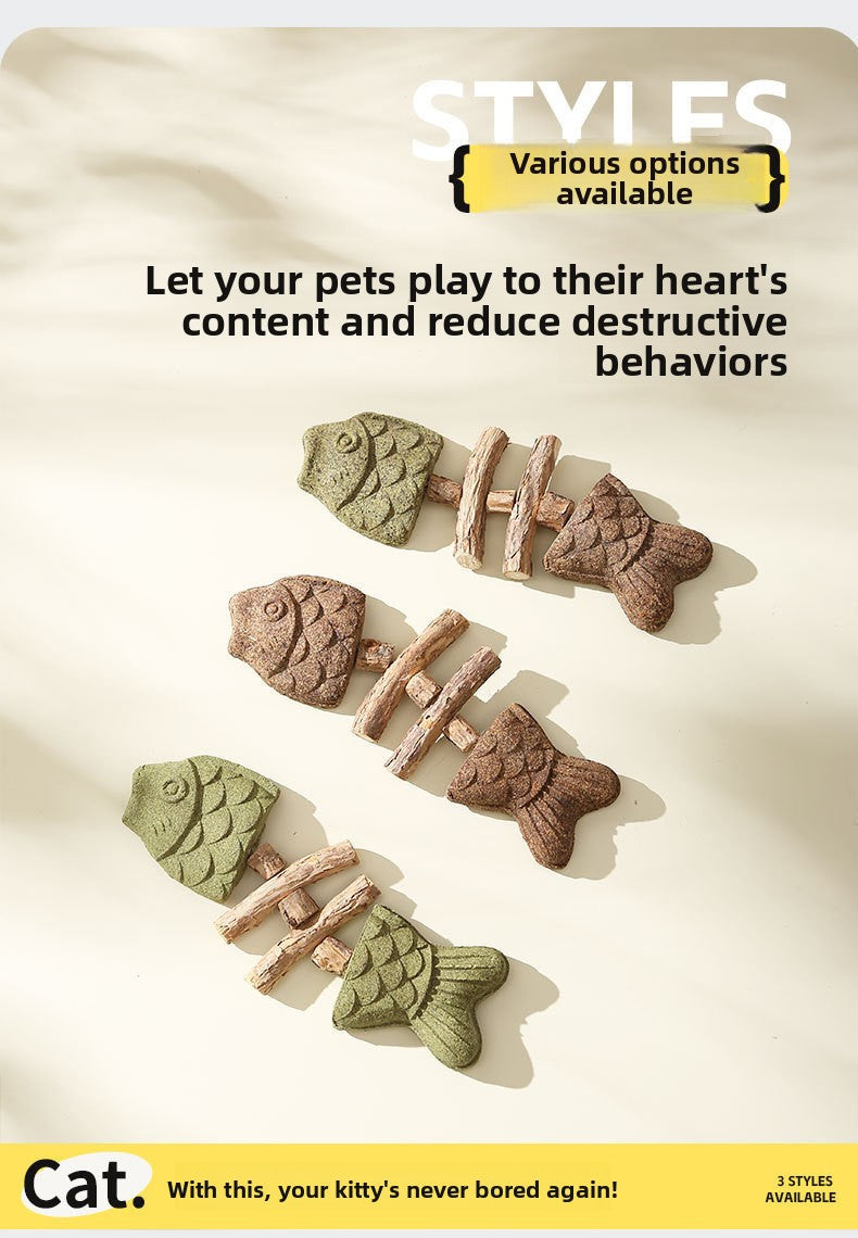 Wooden Fish Bone Teeth Cleaning Stick for Cats