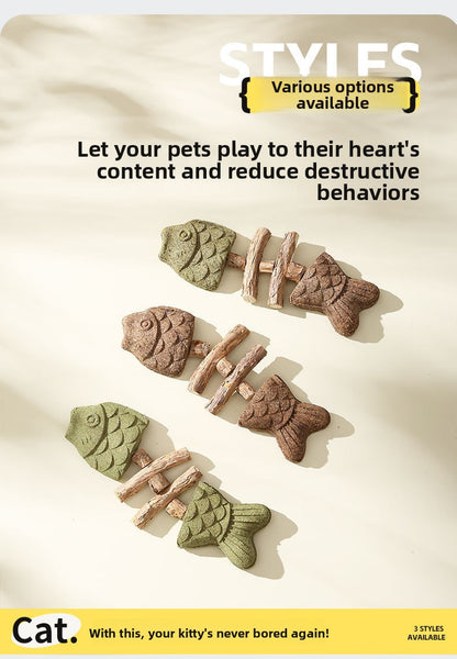 Wooden Fish Bone Teeth Cleaning Stick for Cats