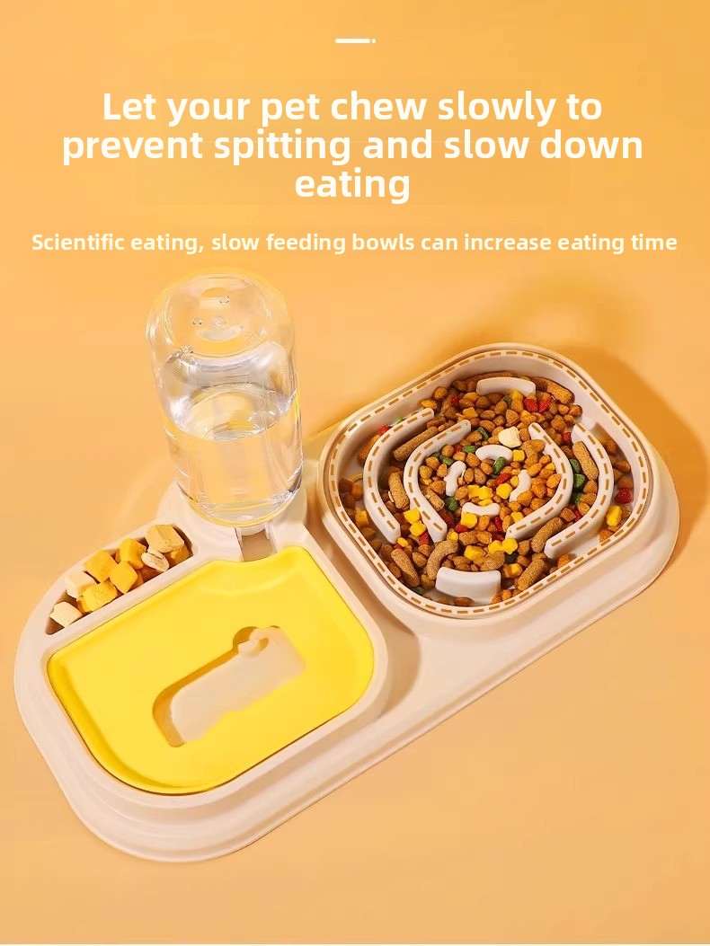 Slanted Mouth Pet Bowl Double Design Automatic Drinking Anti Choke Dog Cat Bowl