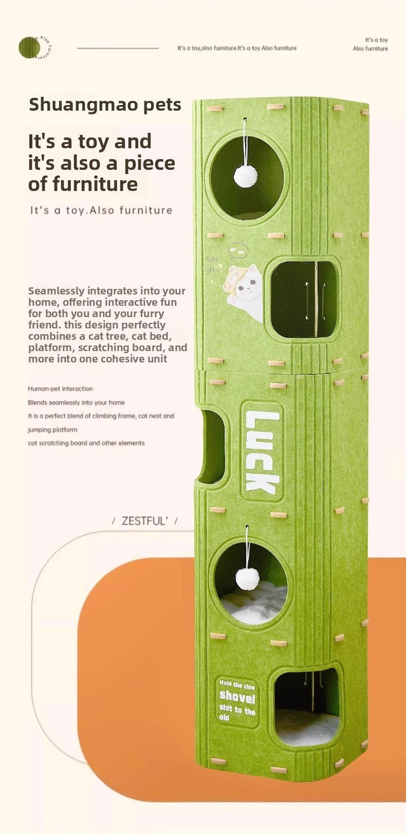 Luxury Multi-layer Pet Cat Tree All-season Design Winter Double-layer Scratching Board Enclosed Cat House