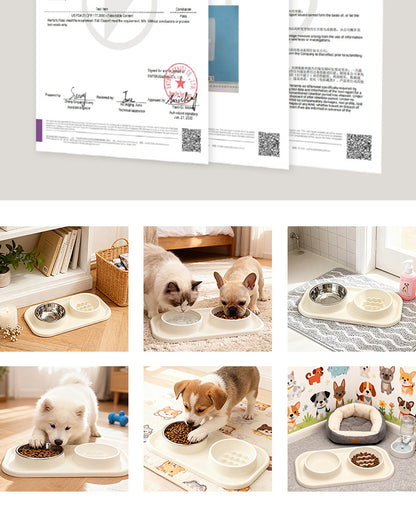 Pet Bowl Double Bowl Food Grade Silicone Cat and Dog Bowl Slow Food Bowl Slow Food Bowl Small Stainless Steel Dog Bowl Pet Supplies