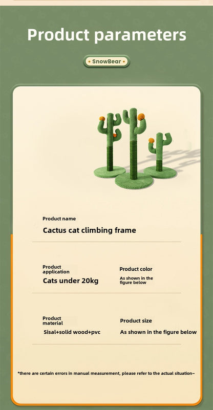 Pet Cactus Cat Climbing Tower with Sisal Scratching Posts Cat Playhouse Cat Tree Toy